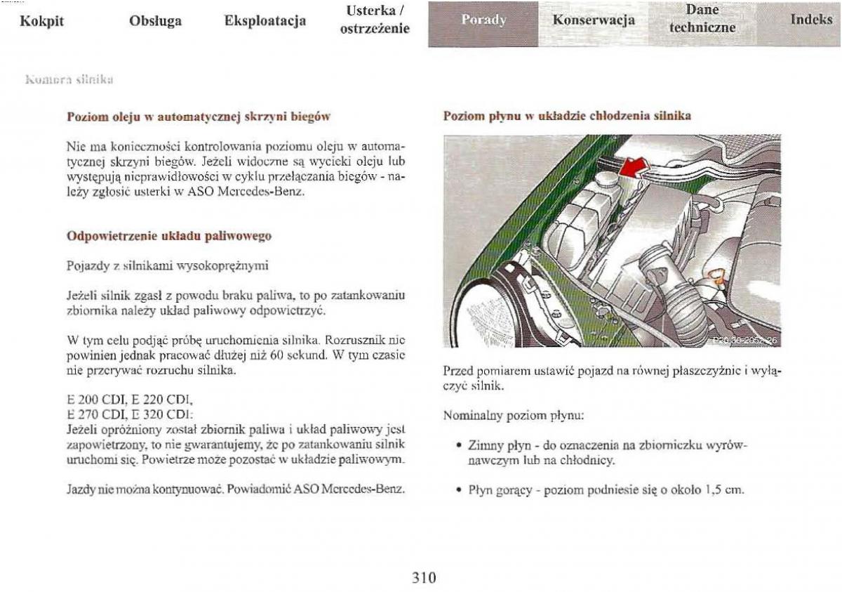 Mercedes Benz E Class W210 instrukcja obslugi / page 308