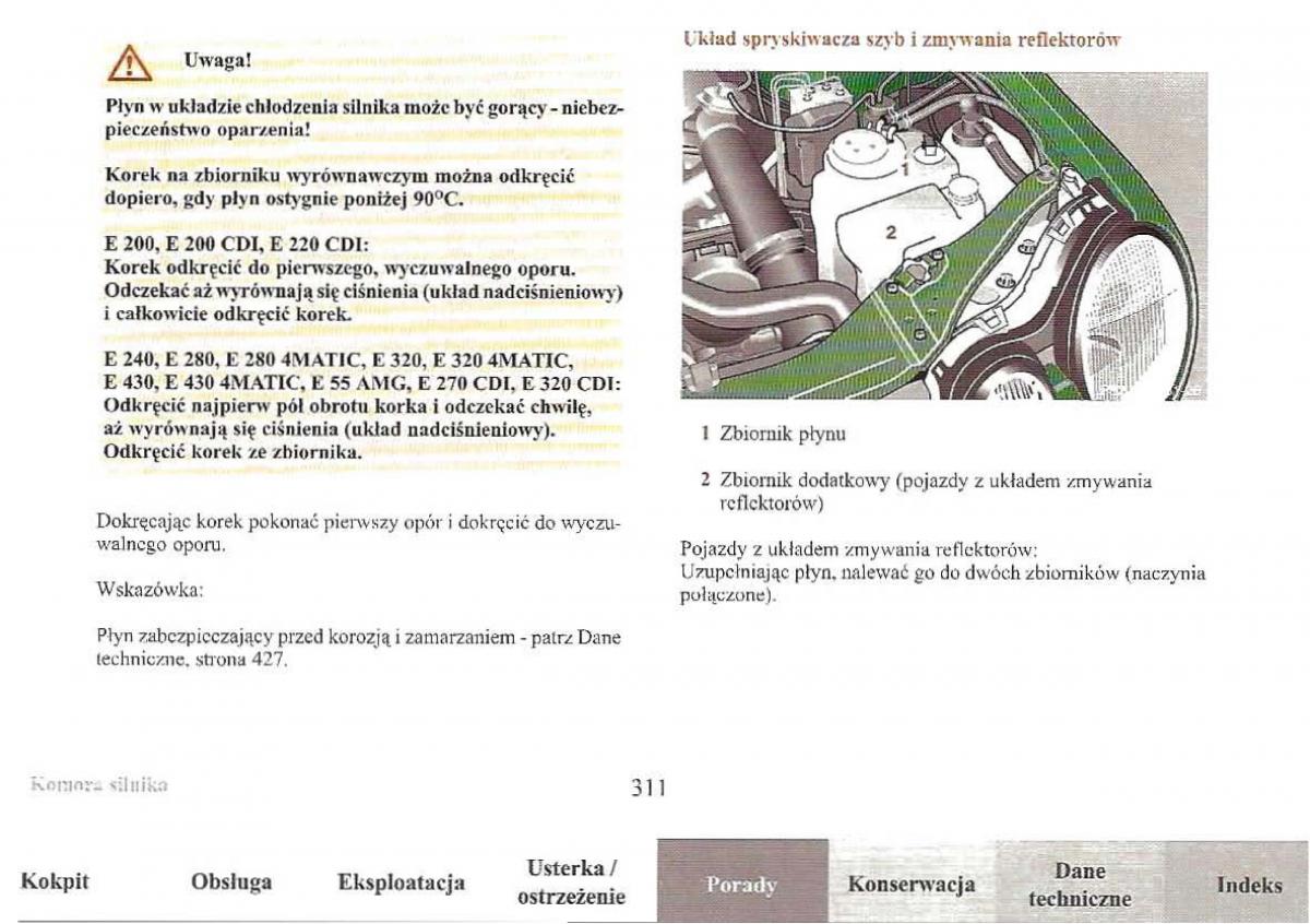 Mercedes Benz E Class W210 instrukcja obslugi / page 310