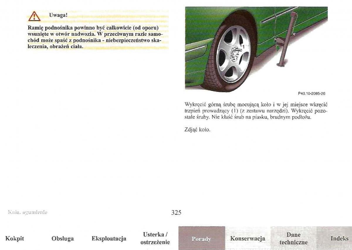 Mercedes Benz E Class W210 instrukcja obslugi / page 323