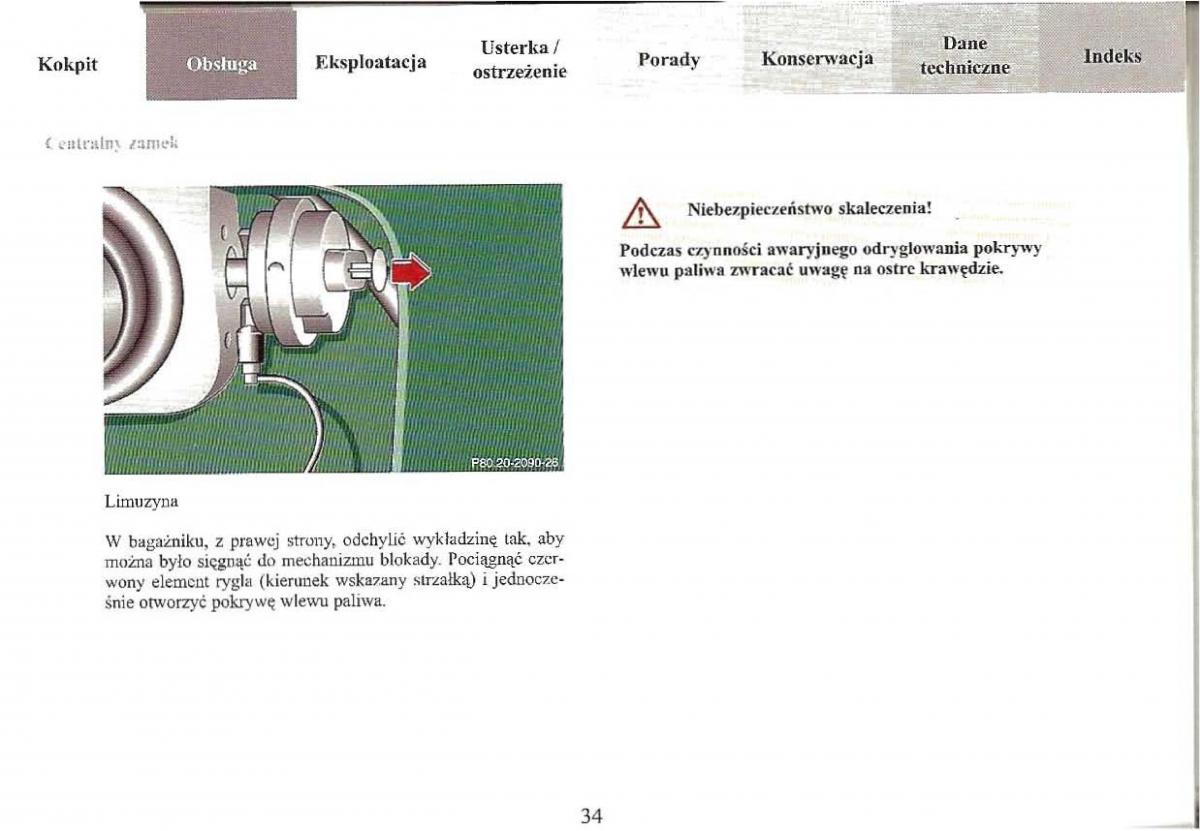 Mercedes Benz E Class W210 instrukcja obslugi / page 34