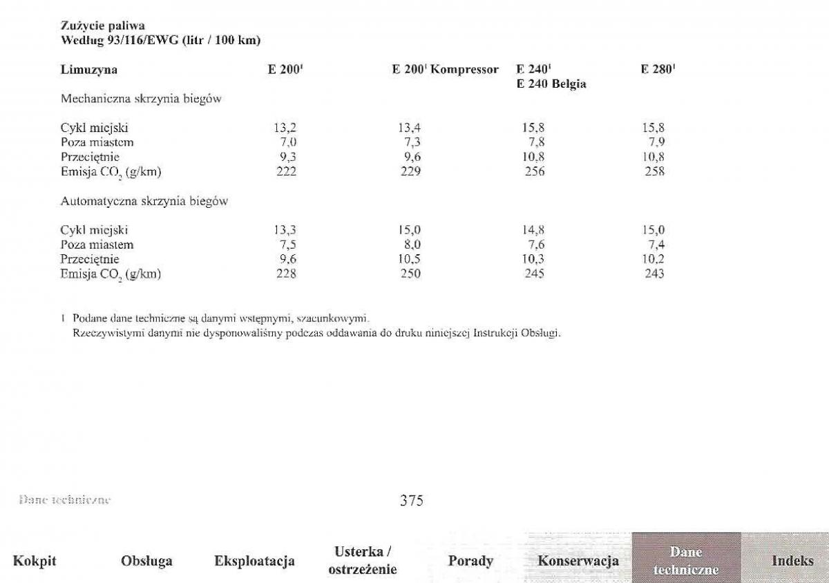 Mercedes Benz E Class W210 instrukcja obslugi / page 374