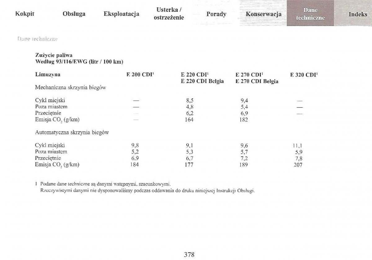 Mercedes Benz E Class W210 instrukcja obslugi / page 376