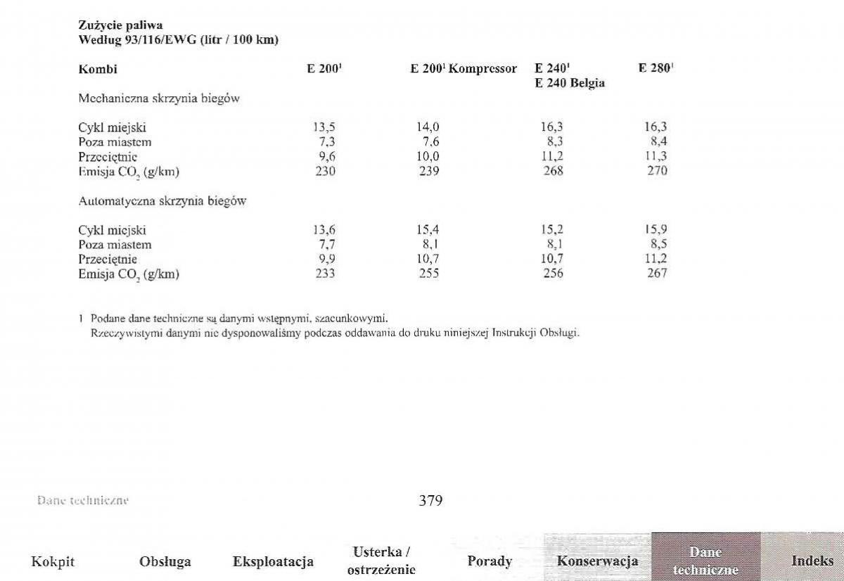 Mercedes Benz E Class W210 instrukcja obslugi / page 377