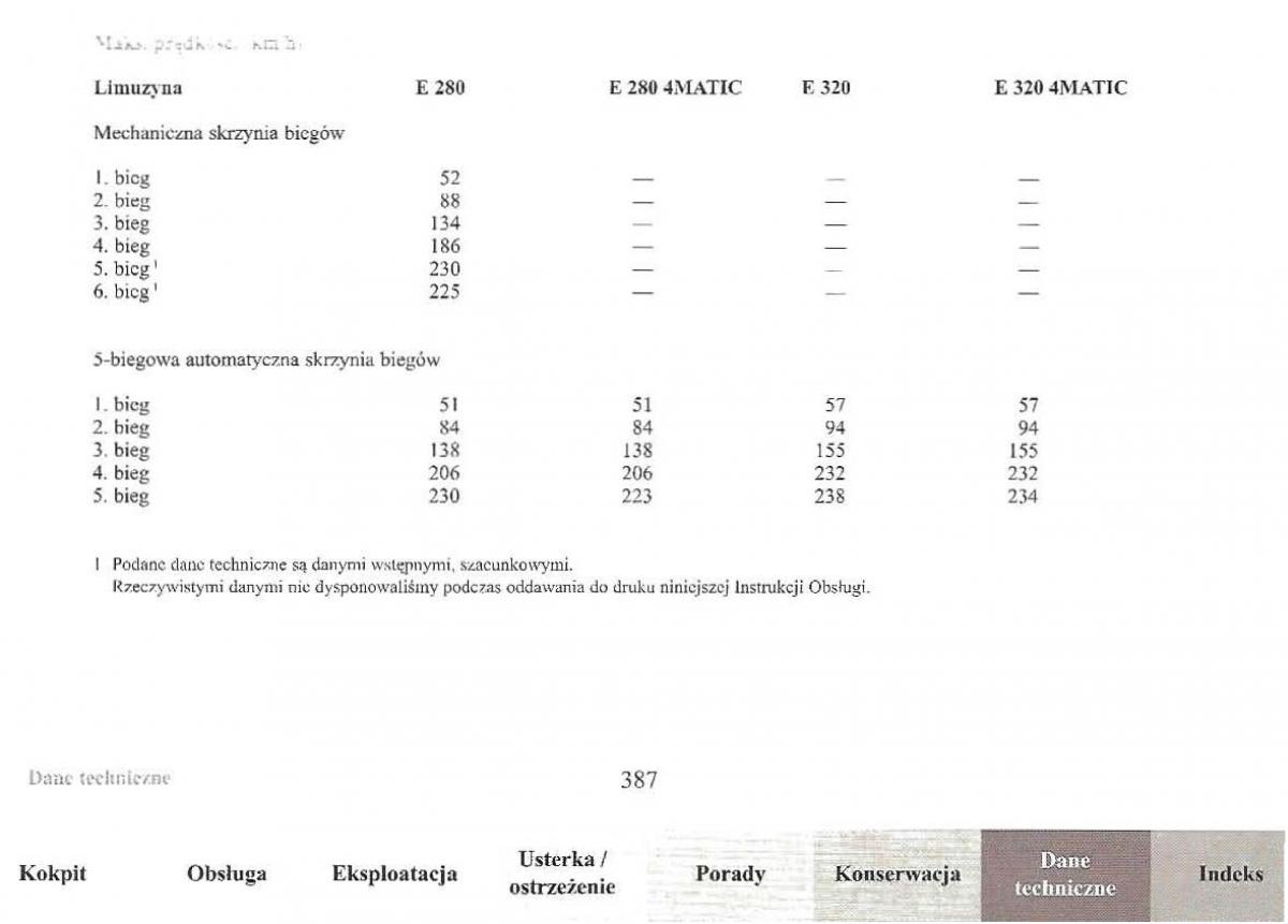 Mercedes Benz E Class W210 instrukcja obslugi / page 386