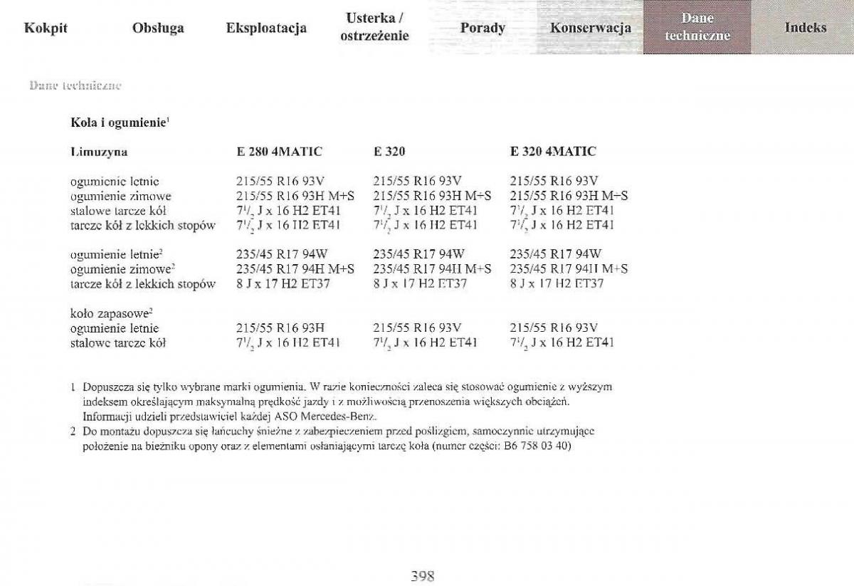 Mercedes Benz E Class W210 instrukcja obslugi / page 395