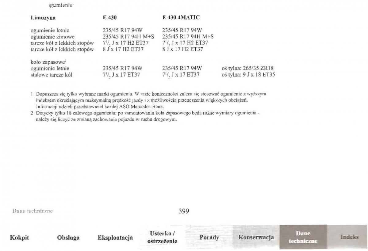 Mercedes Benz E Class W210 instrukcja obslugi / page 397