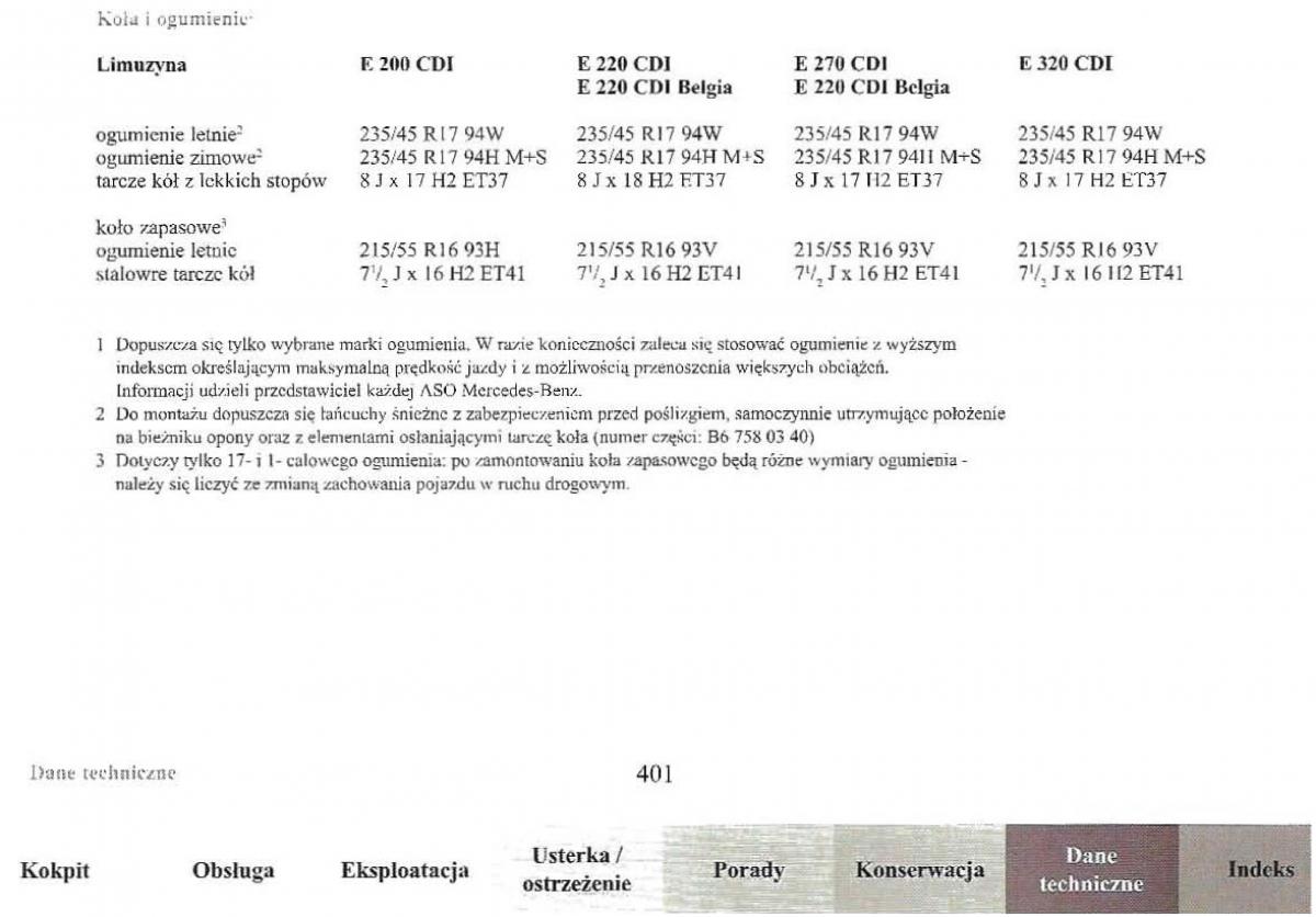 Mercedes Benz E Class W210 instrukcja obslugi / page 400