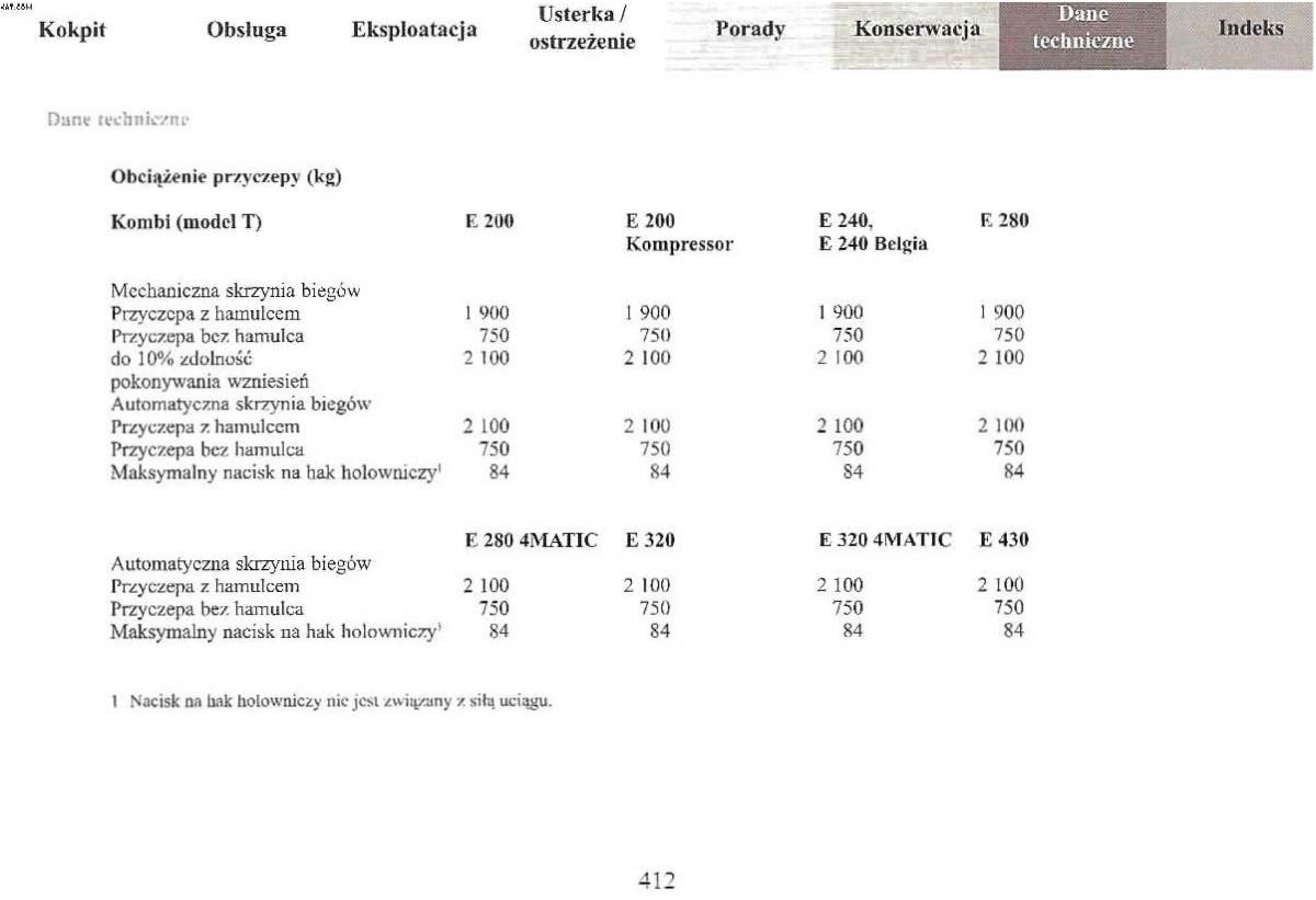 Mercedes Benz E Class W210 instrukcja obslugi / page 409