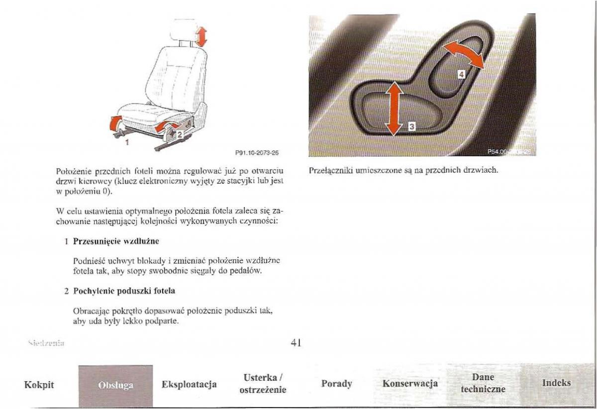 Mercedes Benz E Class W210 instrukcja obslugi / page 41