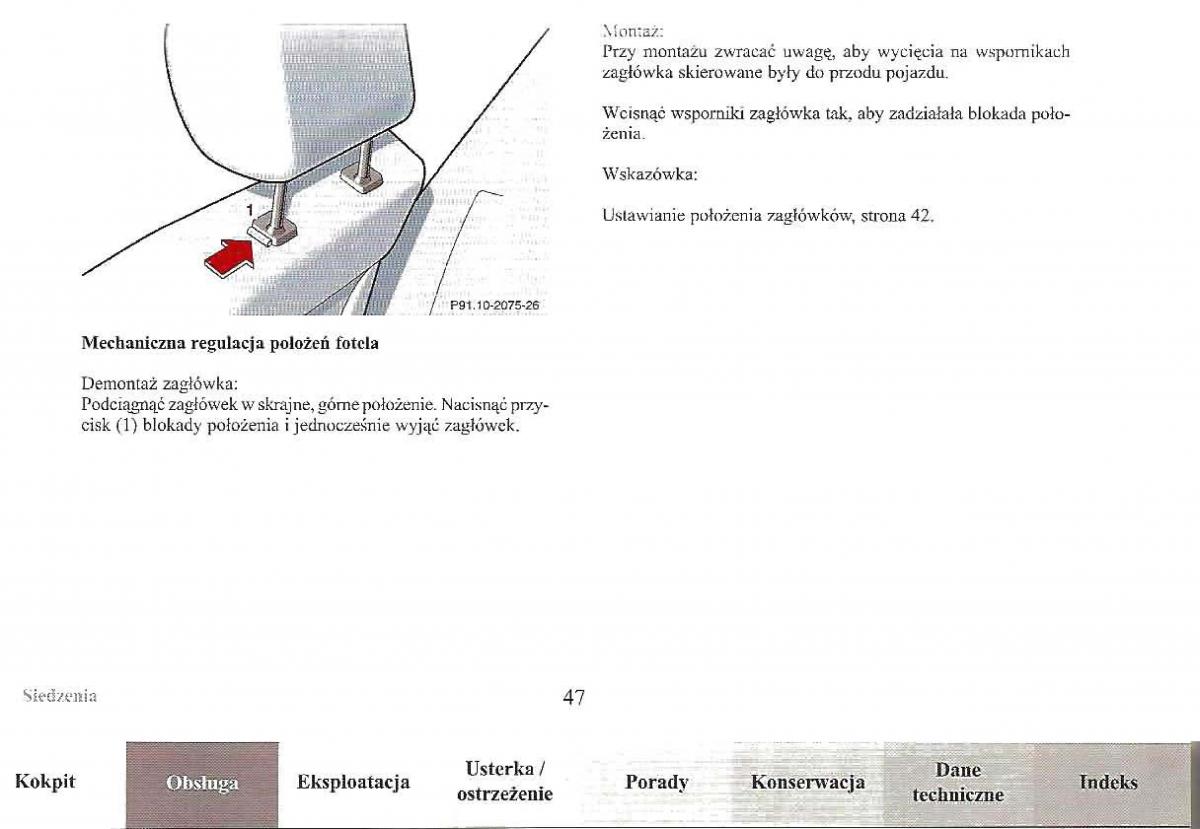 Mercedes Benz E Class W210 instrukcja obslugi / page 46