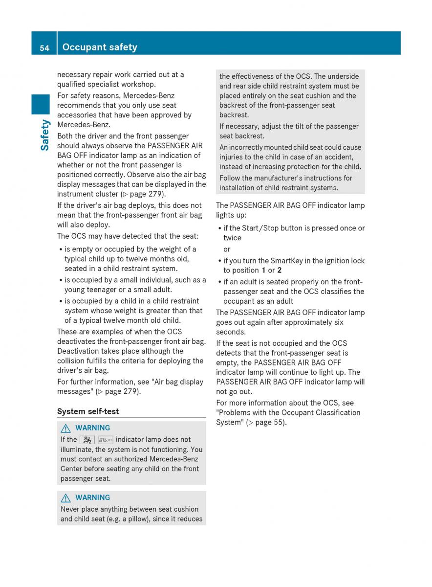 Mercedes Benz S Class W222 owners manual / page 56