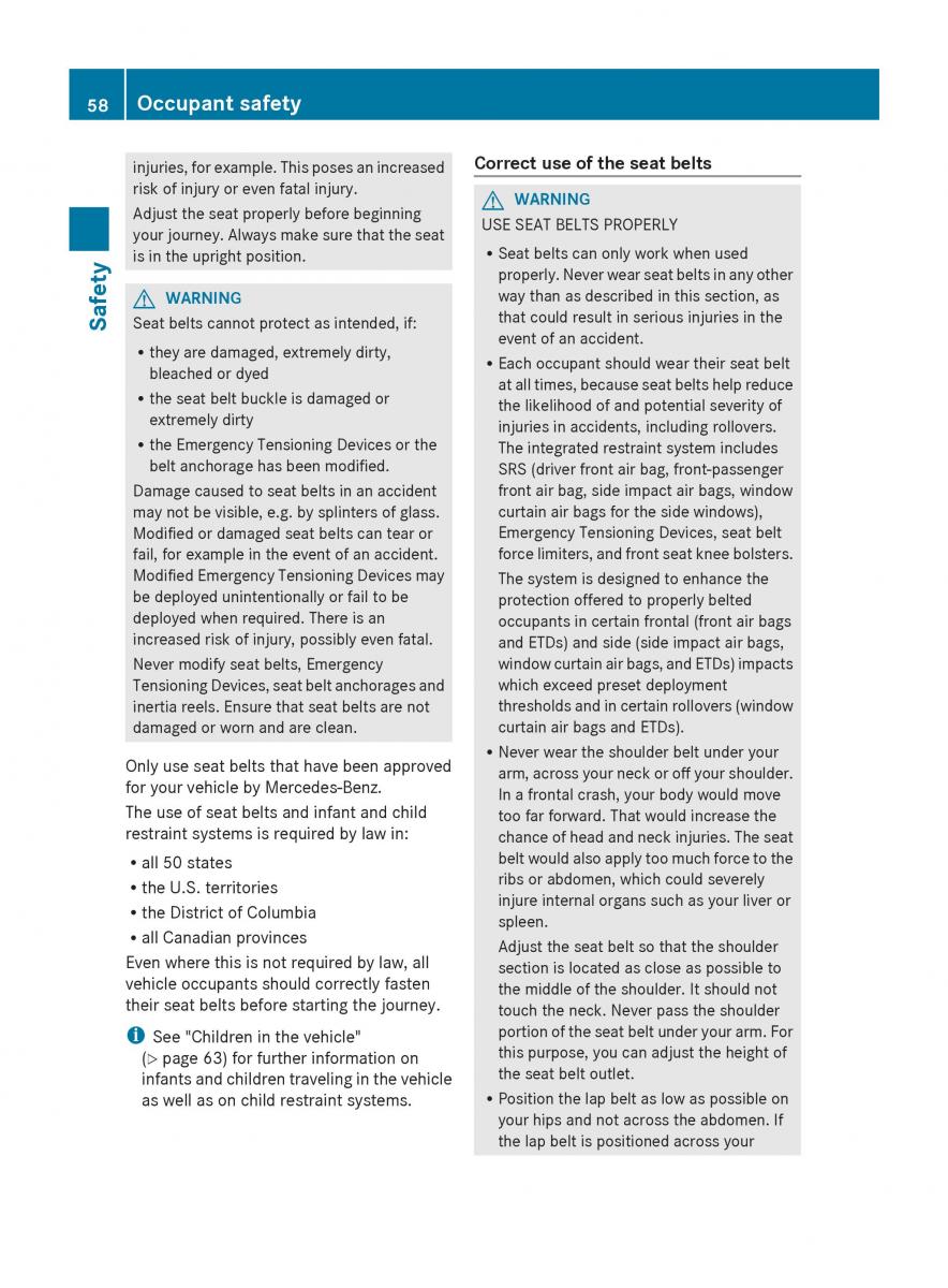 Mercedes Benz S Class W222 owners manual / page 60