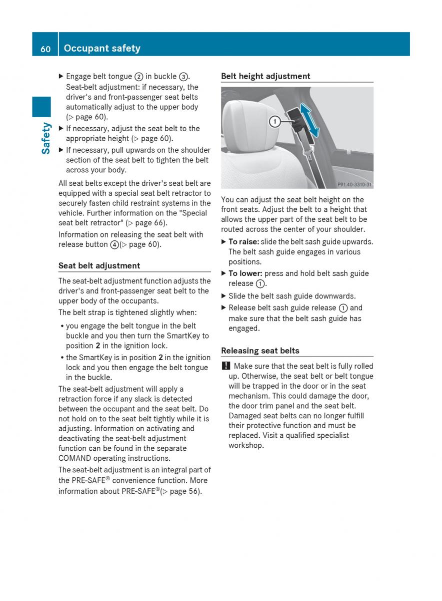 Mercedes Benz S Class W222 owners manual / page 62