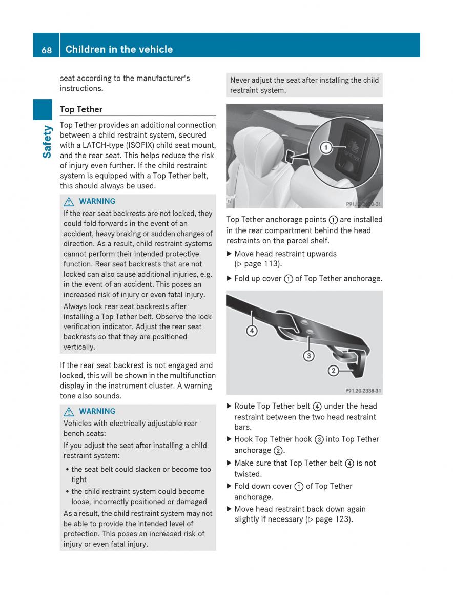 Mercedes Benz S Class W222 owners manual / page 70