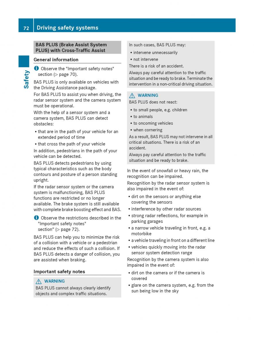 Mercedes Benz S Class W222 owners manual / page 74