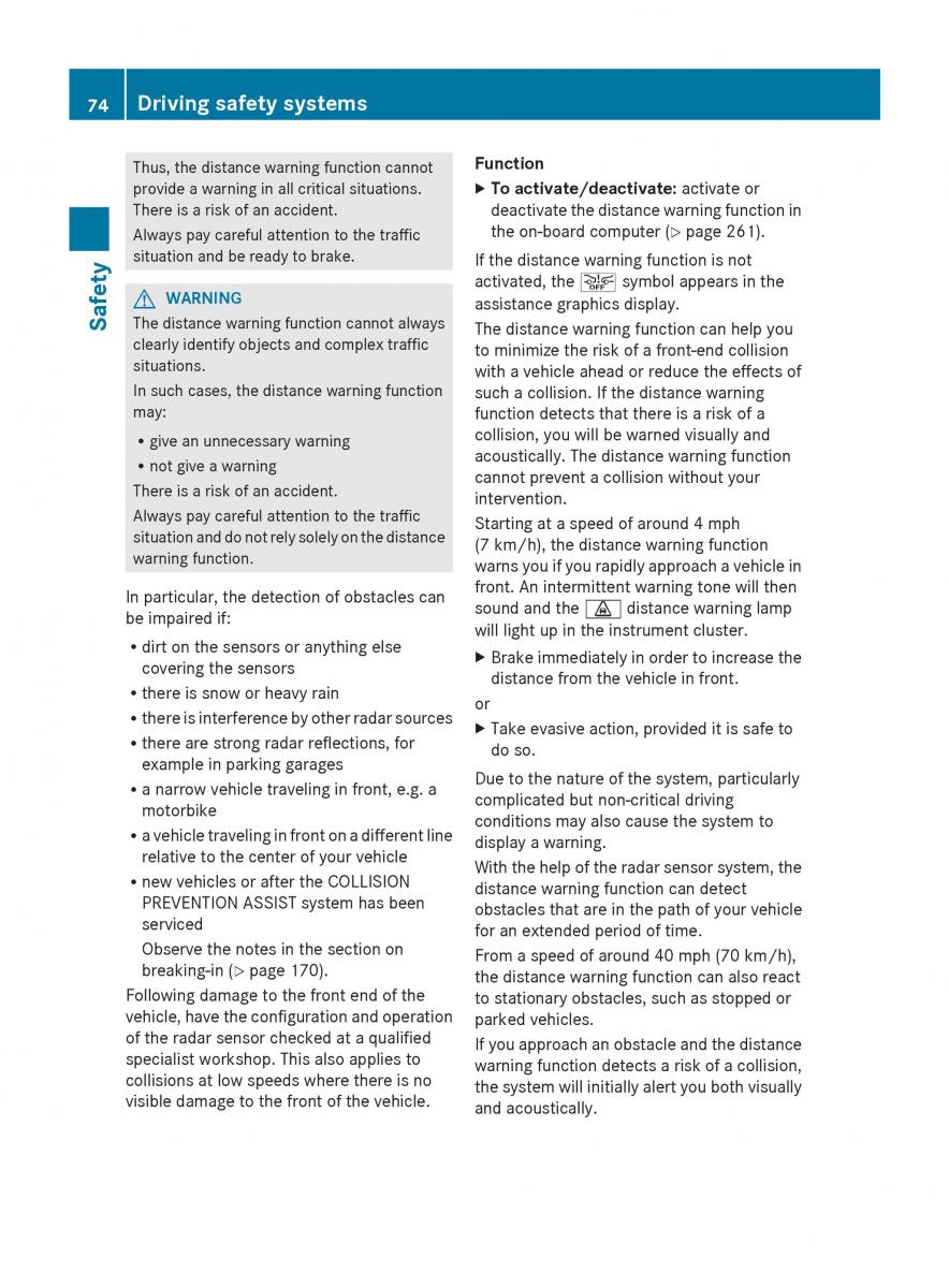 Mercedes Benz S Class W222 owners manual / page 76