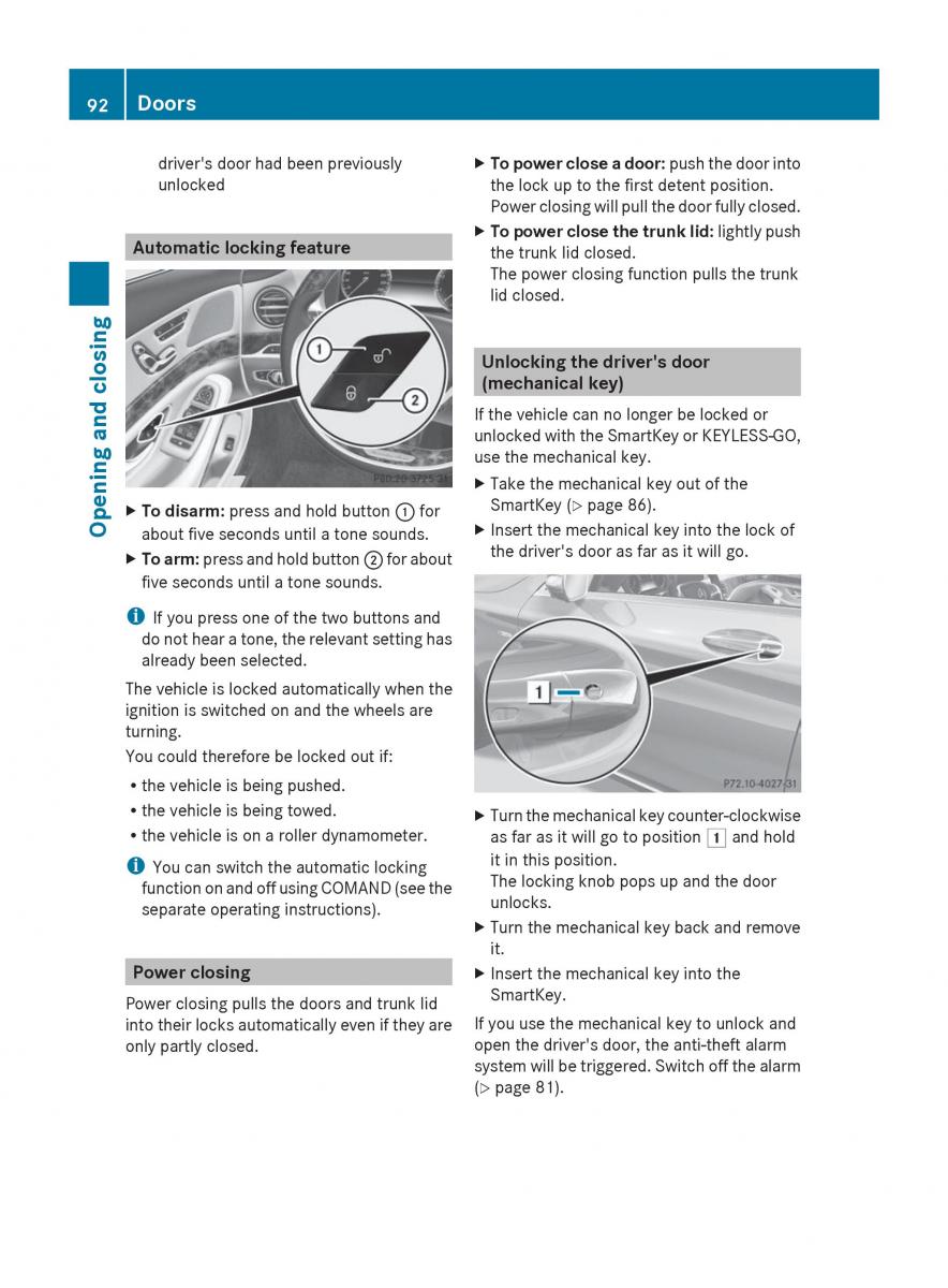 Mercedes Benz S Class W222 owners manual / page 94