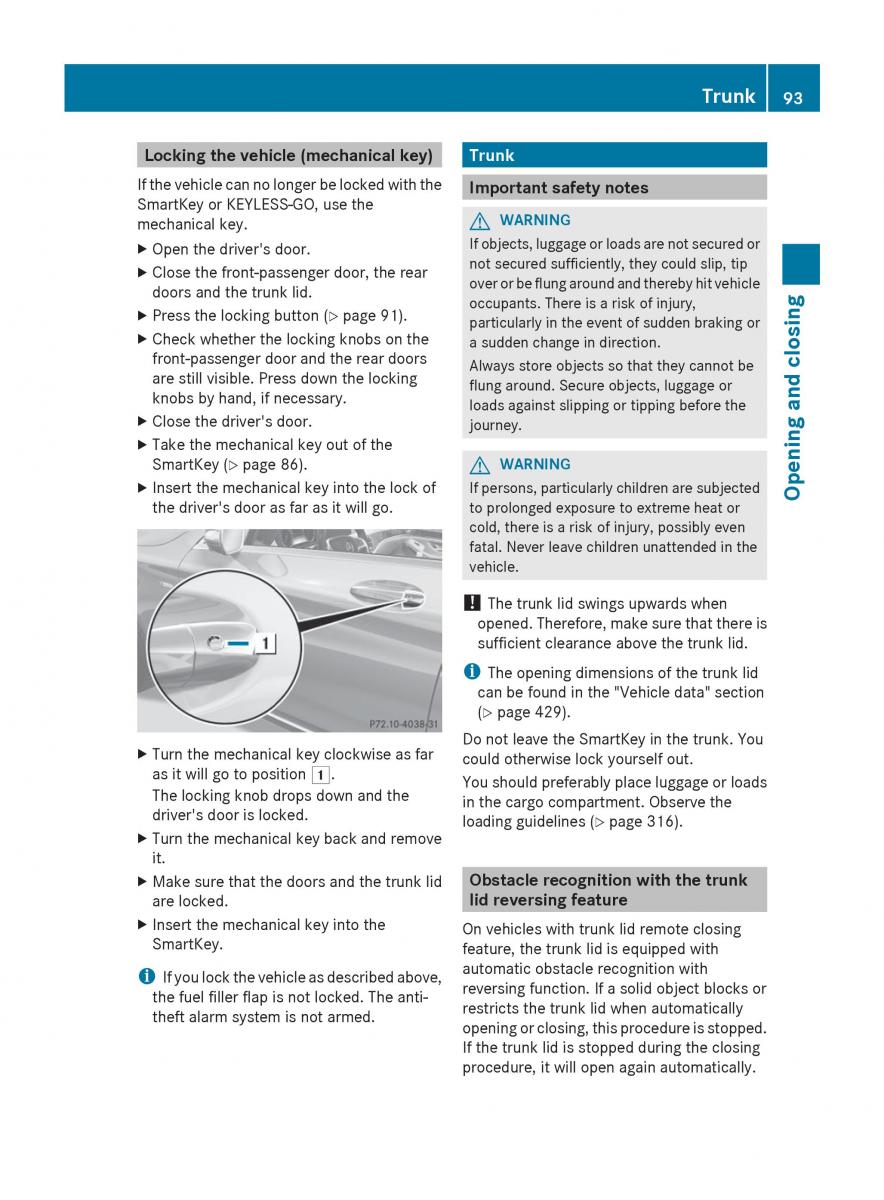 Mercedes Benz S Class W222 owners manual / page 95