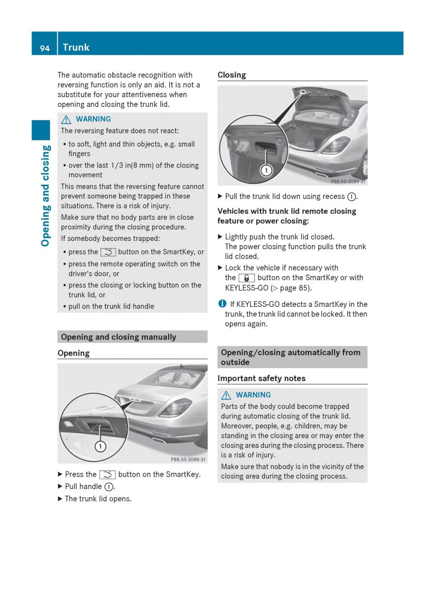 Mercedes Benz S Class W222 owners manual / page 96