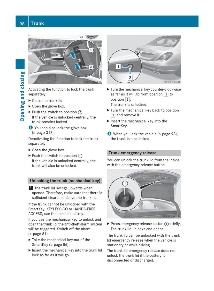 Mercedes Benz S Class W222 owners manual / page 100