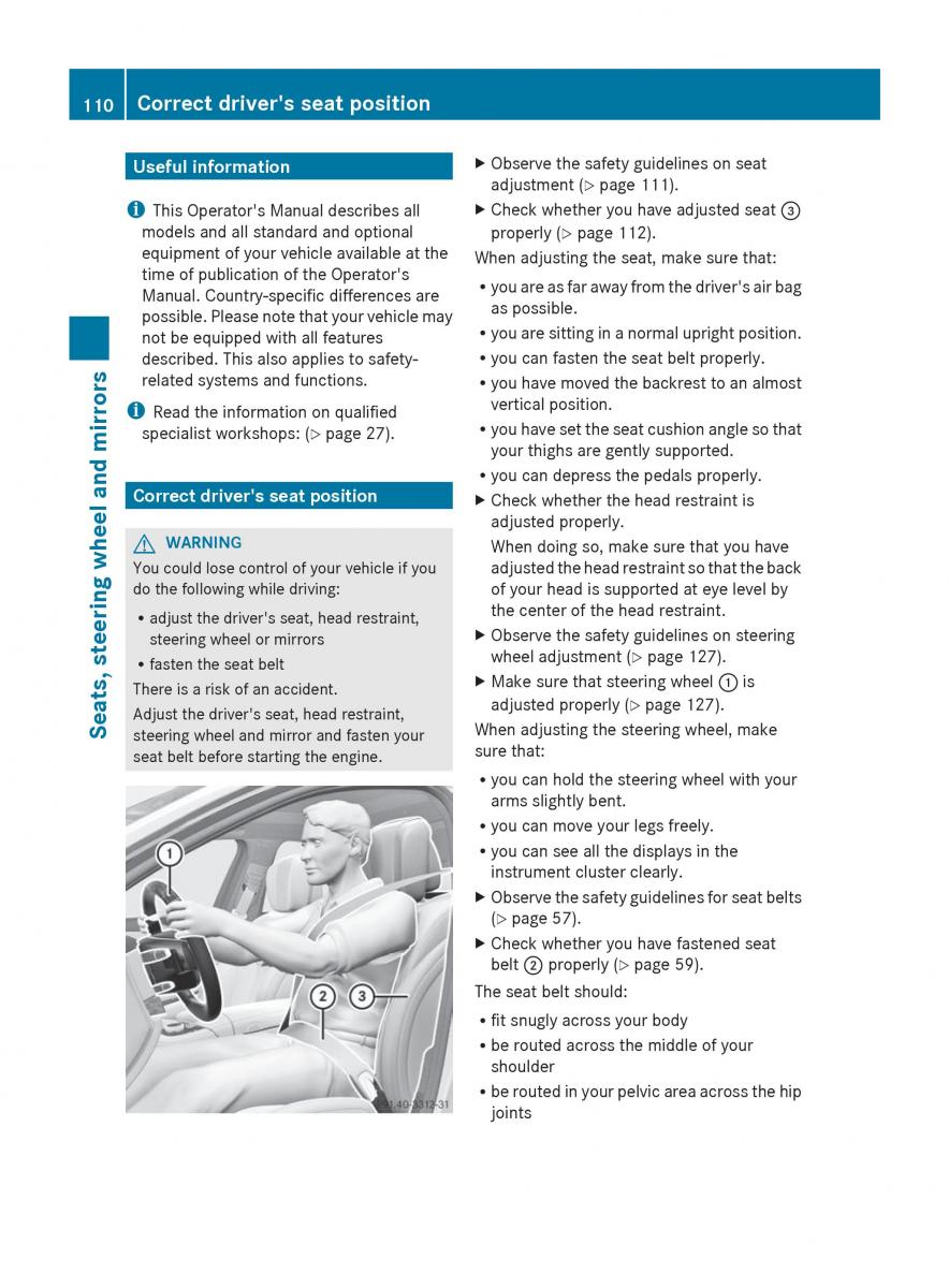 Mercedes Benz S Class W222 owners manual / page 112