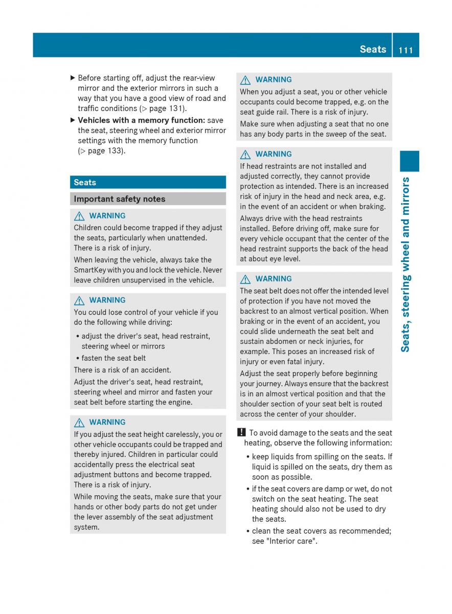 Mercedes Benz S Class W222 owners manual / page 113