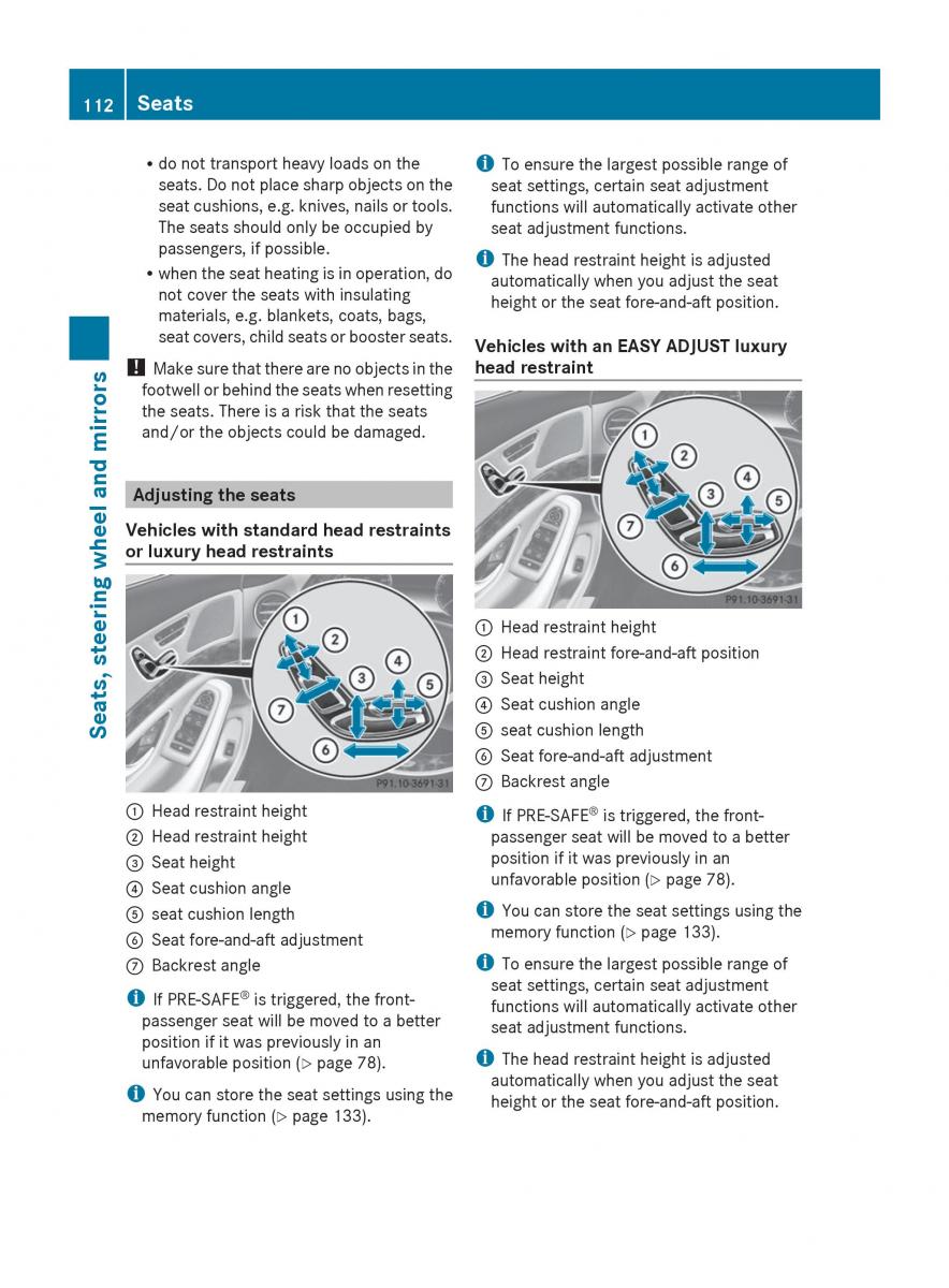 Mercedes Benz S Class W222 owners manual / page 114