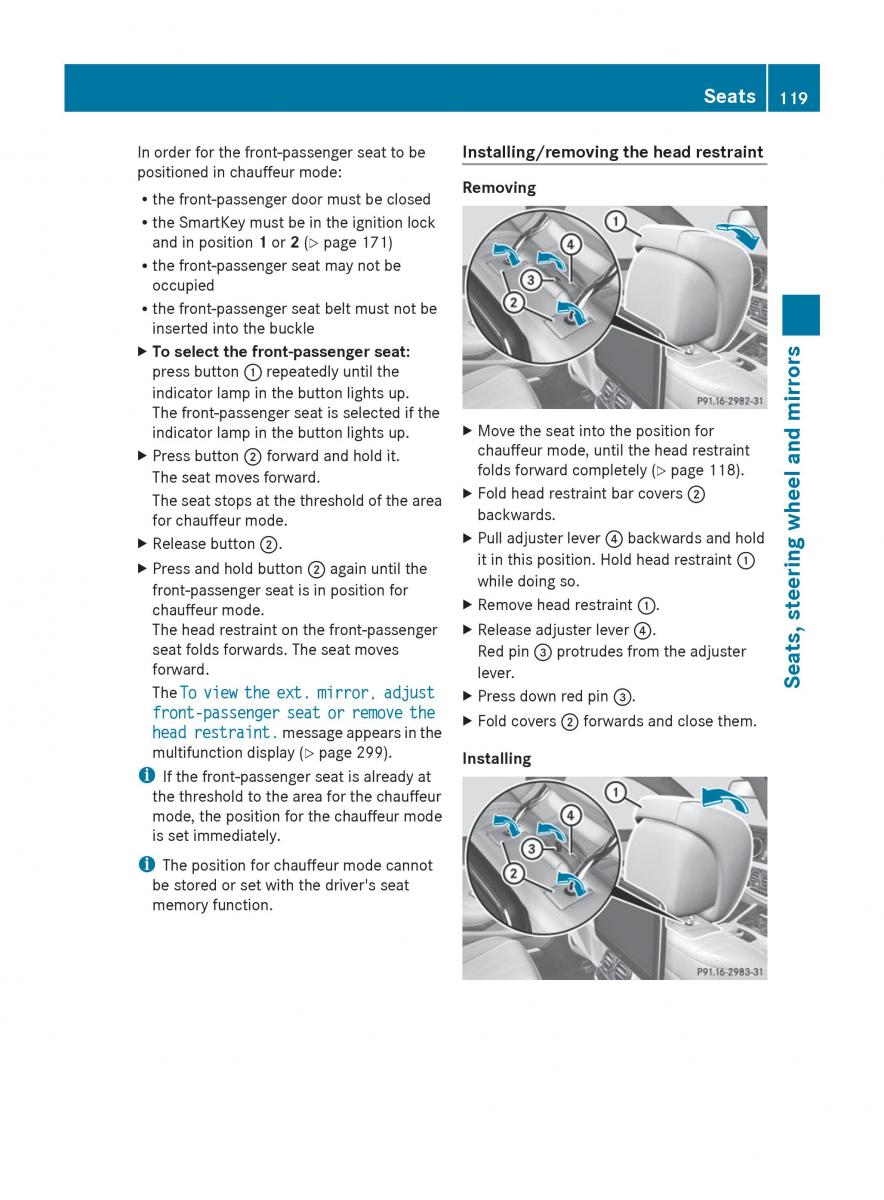 Mercedes Benz S Class W222 owners manual / page 121