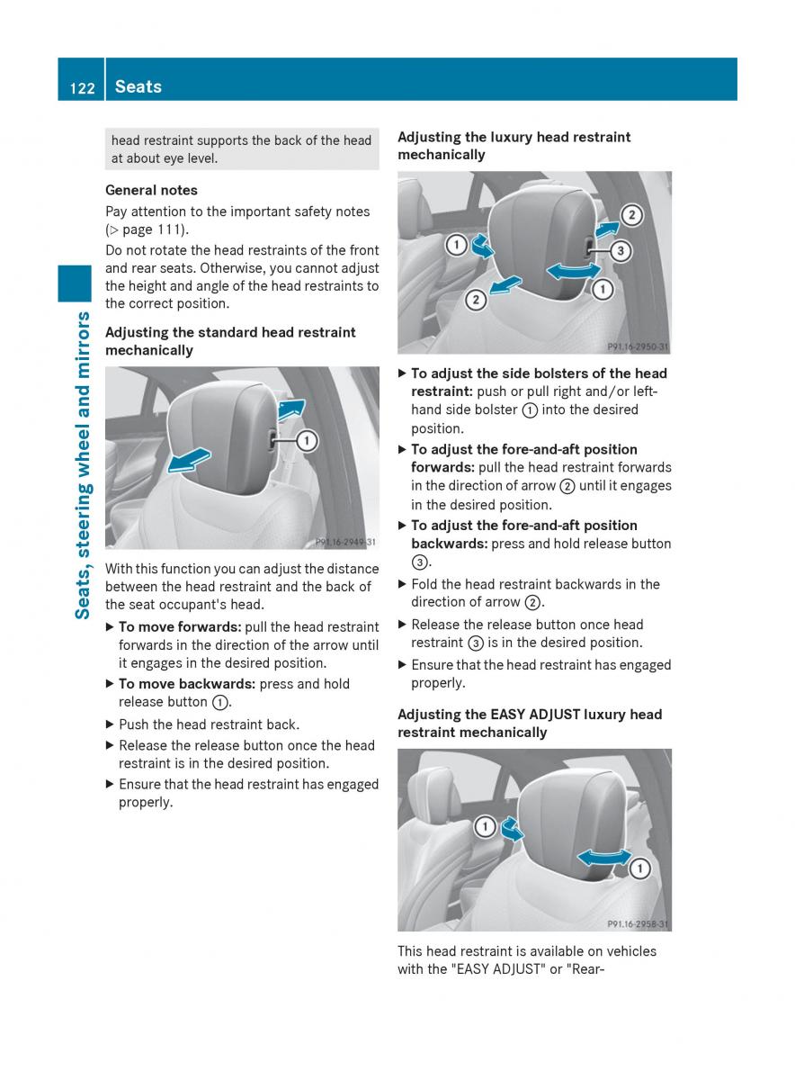 Mercedes Benz S Class W222 owners manual / page 124