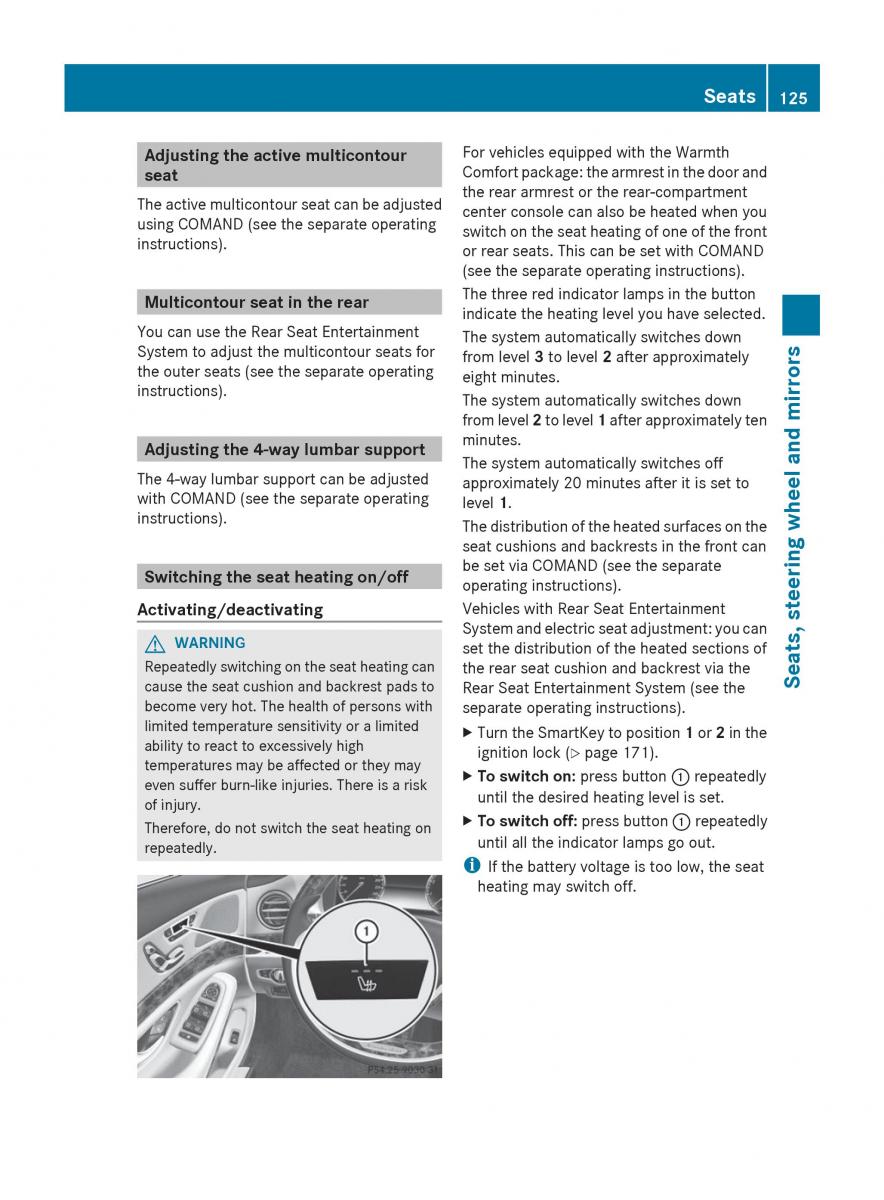 Mercedes Benz S Class W222 owners manual / page 127