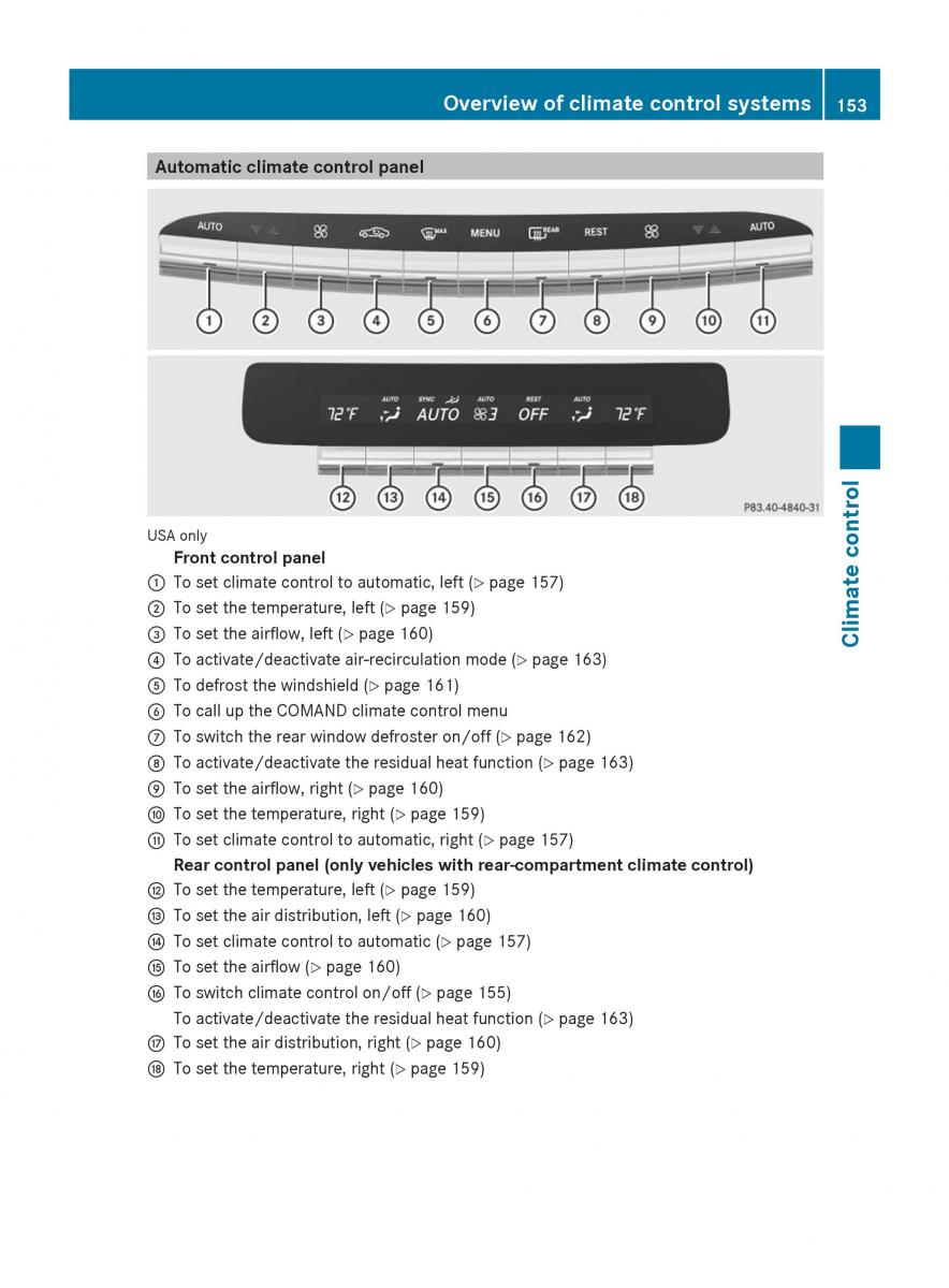 Mercedes Benz S Class W222 owners manual / page 155