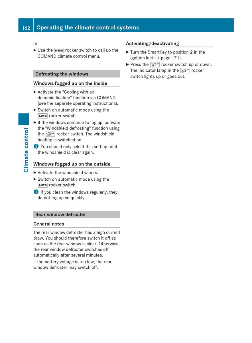 Mercedes Benz S Class W222 owners manual / page 164