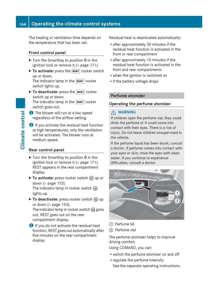 Mercedes Benz S Class W222 owners manual / page 166