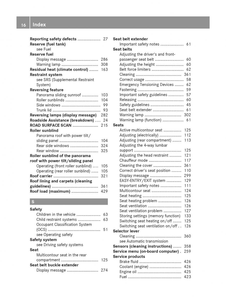 Mercedes Benz S Class W222 owners manual / page 18