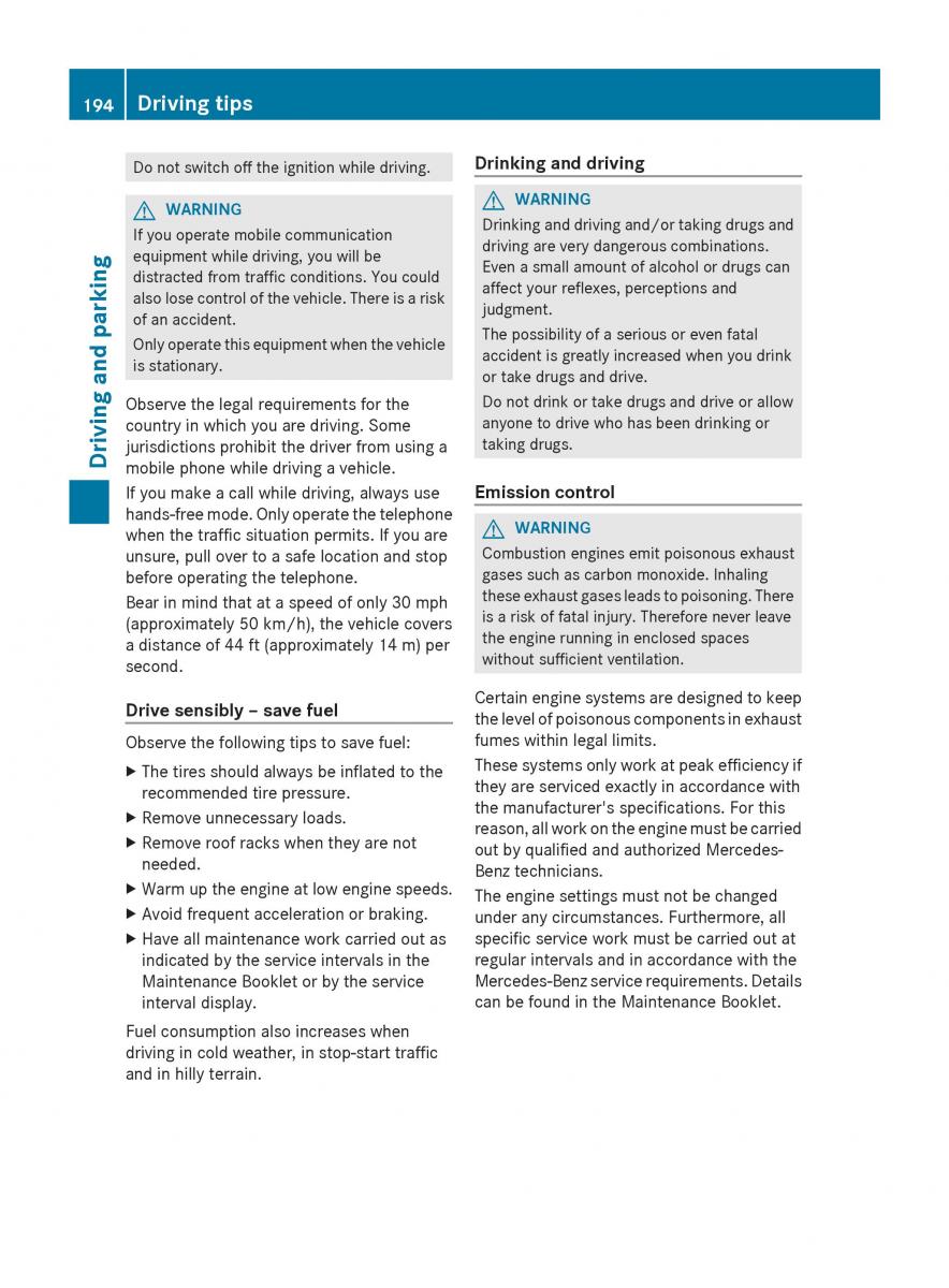 Mercedes Benz S Class W222 owners manual / page 196