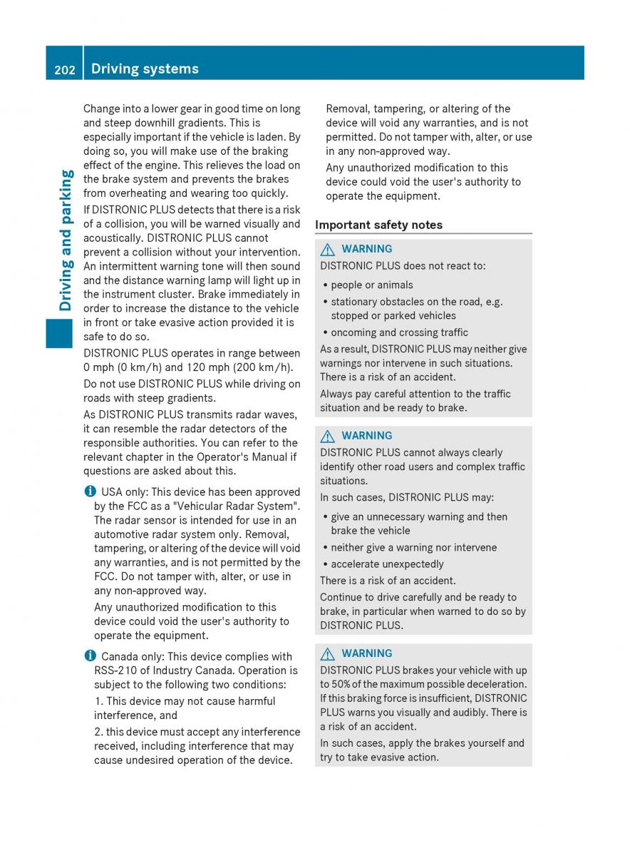 Mercedes Benz S Class W222 owners manual / page 204