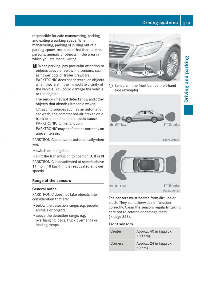 Mercedes Benz S Class W222 owners manual / page 221