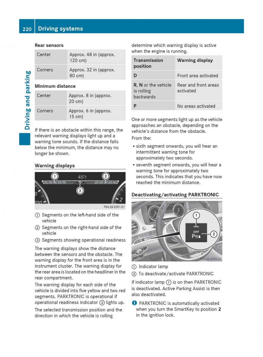 Mercedes Benz S Class W222 owners manual / page 222