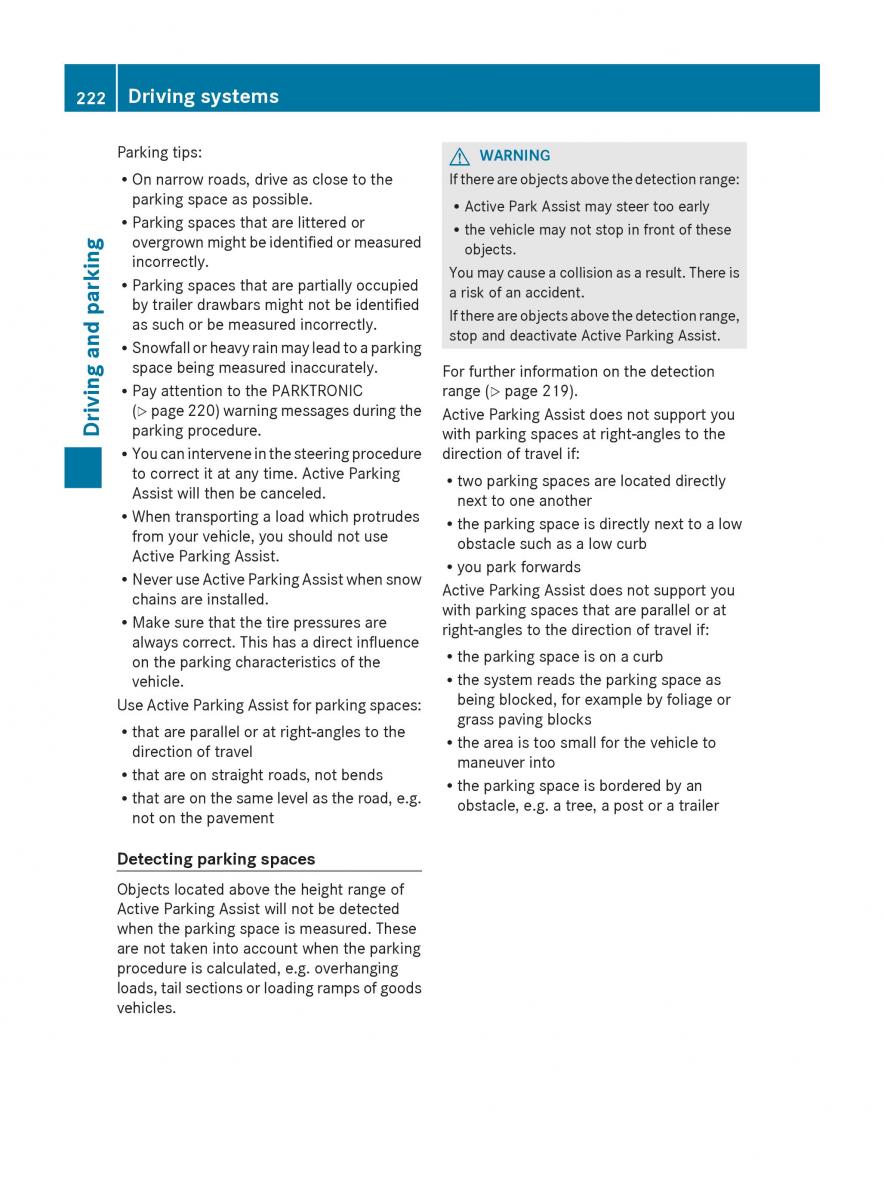 Mercedes Benz S Class W222 owners manual / page 224