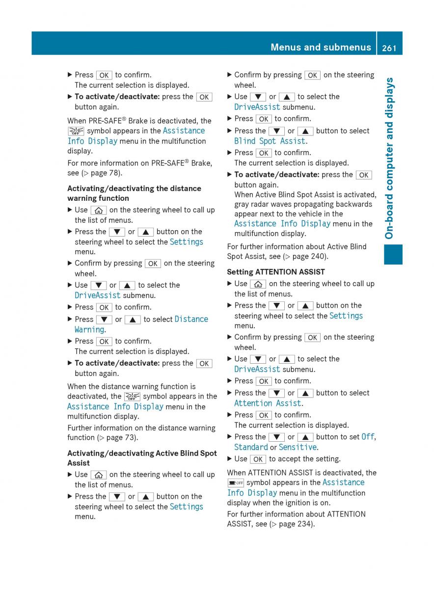 Mercedes Benz S Class W222 owners manual / page 263