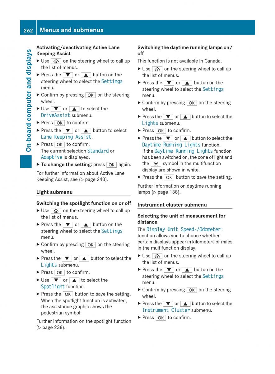 Mercedes Benz S Class W222 owners manual / page 264