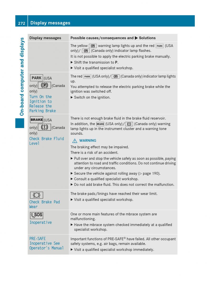 Mercedes Benz S Class W222 owners manual / page 274