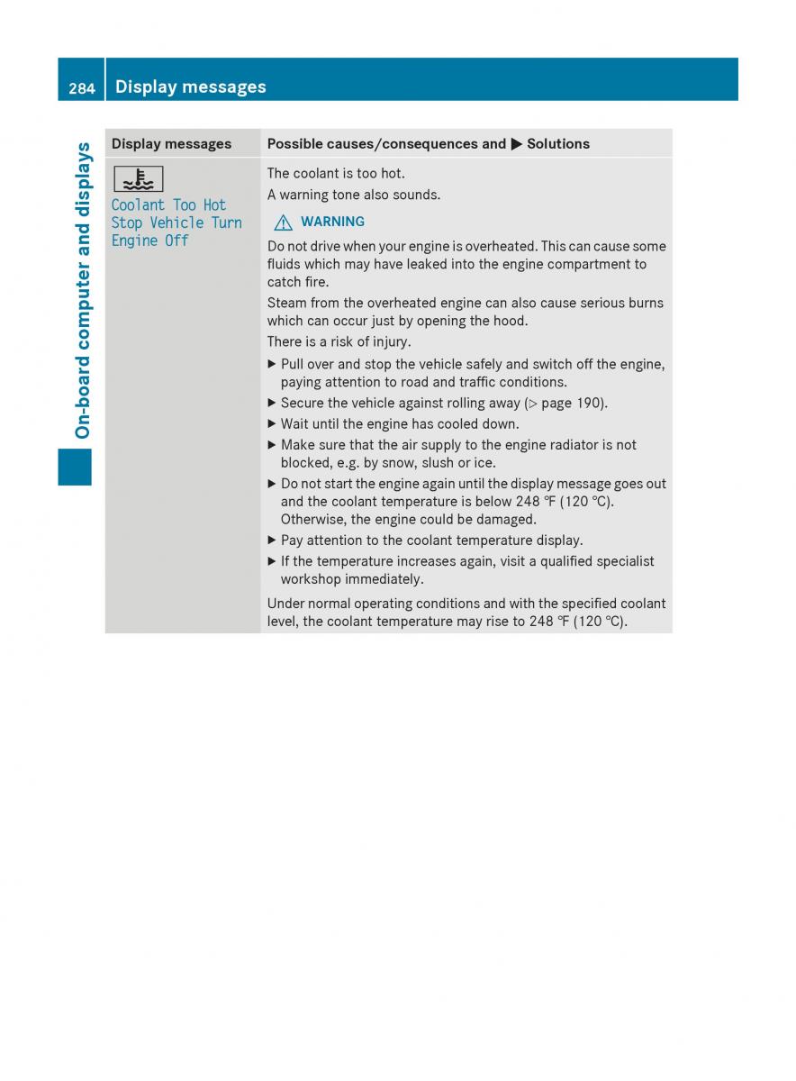 Mercedes Benz S Class W222 owners manual / page 286