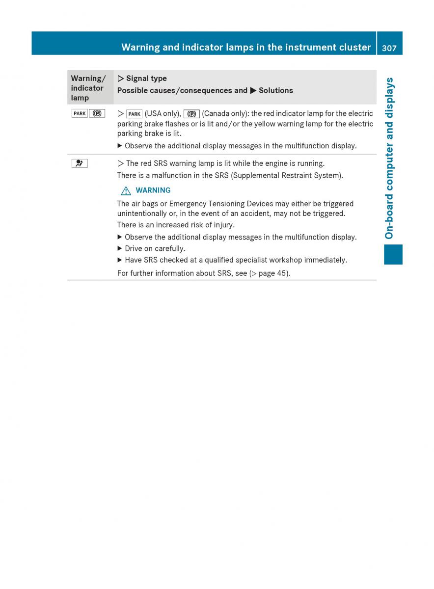 Mercedes Benz S Class W222 owners manual / page 309