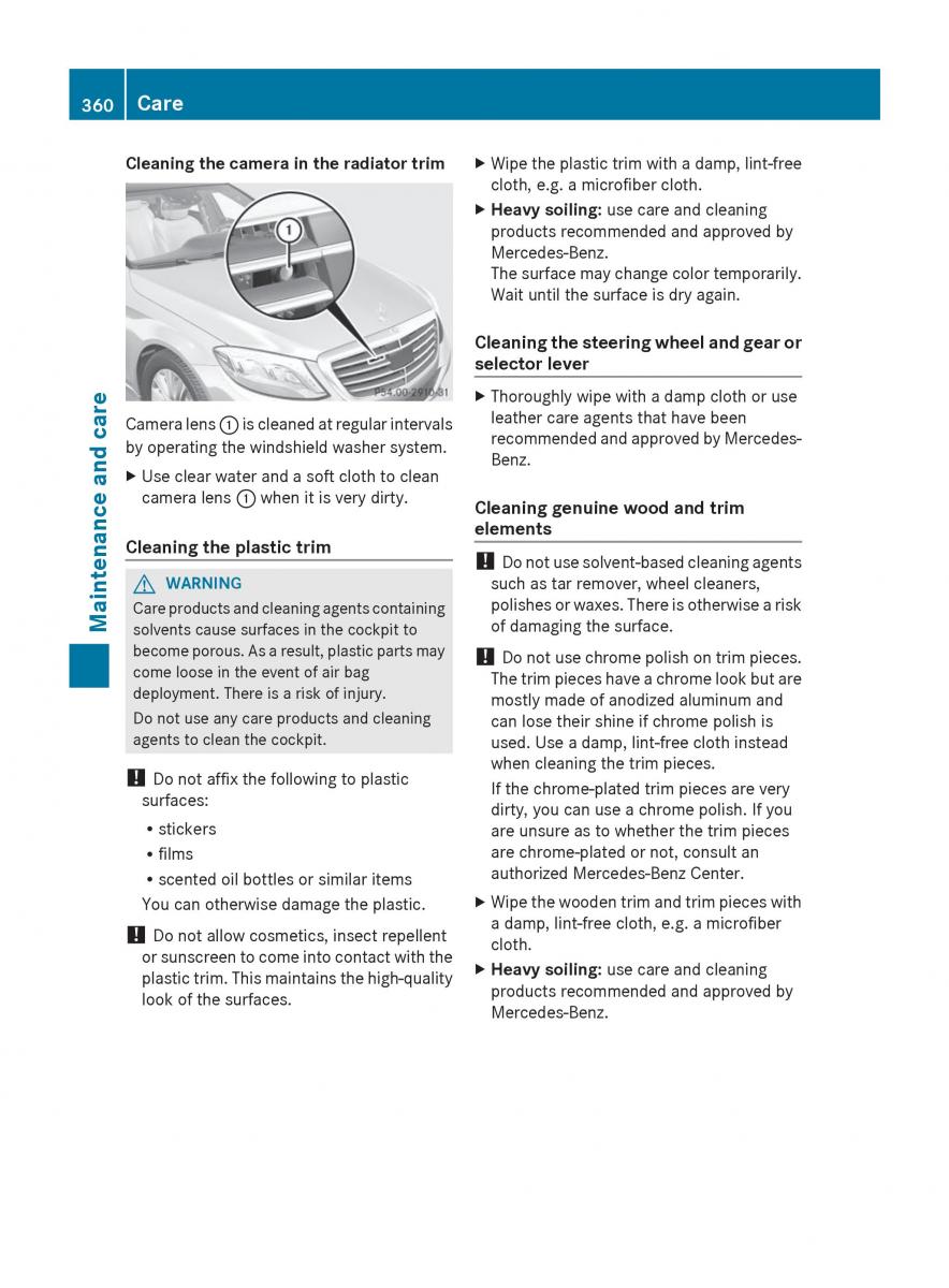 Mercedes Benz S Class W222 owners manual / page 362