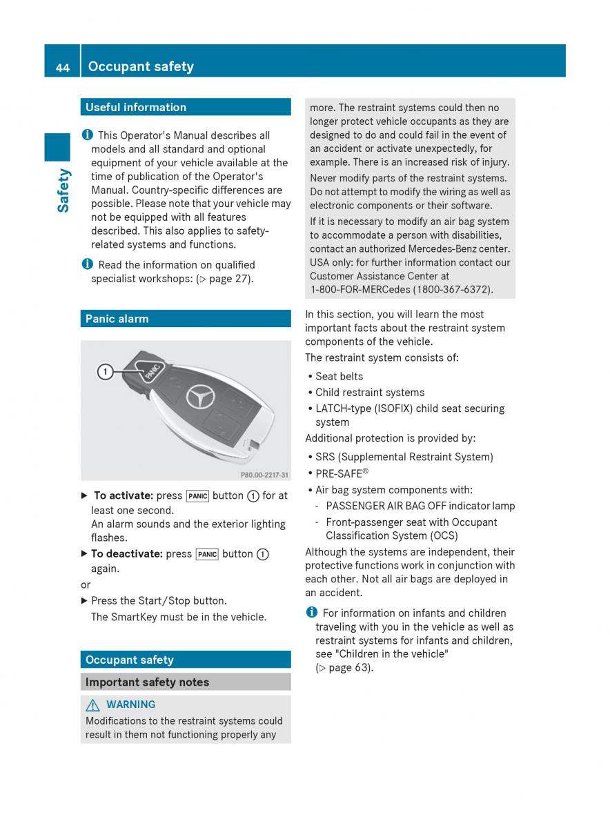 Mercedes Benz S Class W222 owners manual / page 46