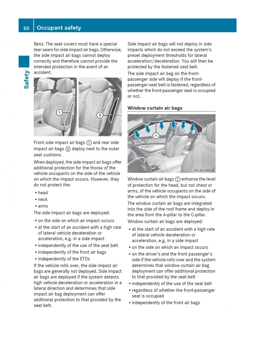 Mercedes Benz S Class W222 owners manual / page 52