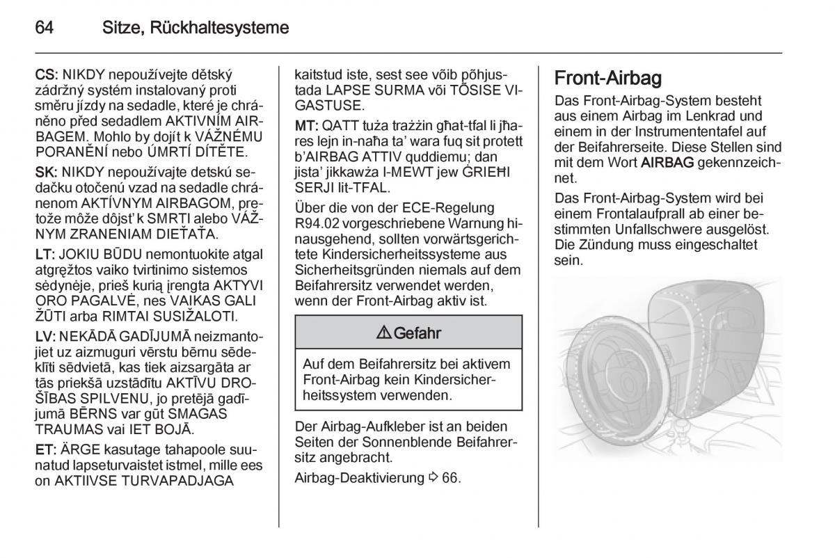 Opel Insignia Handbuch / page 66