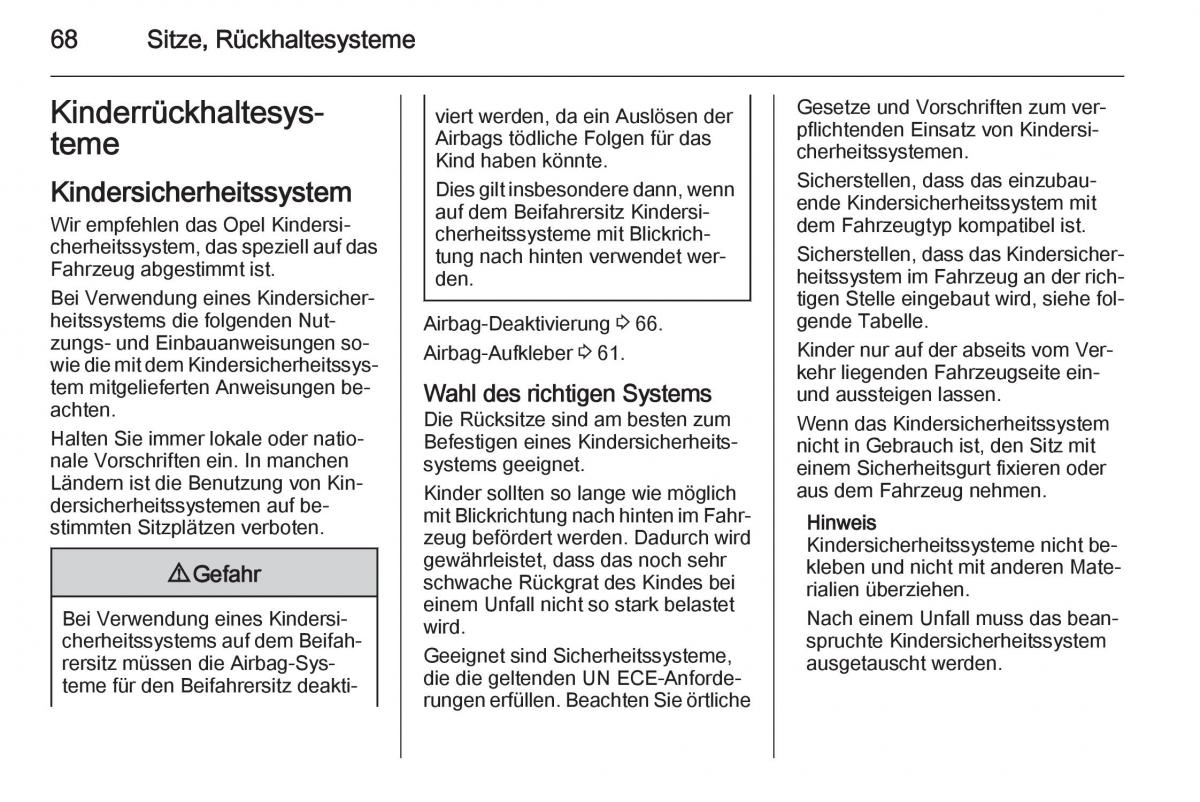 Opel Insignia Handbuch / page 70