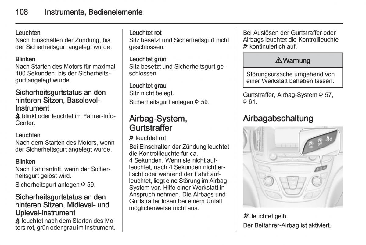 Opel Insignia Handbuch / page 110